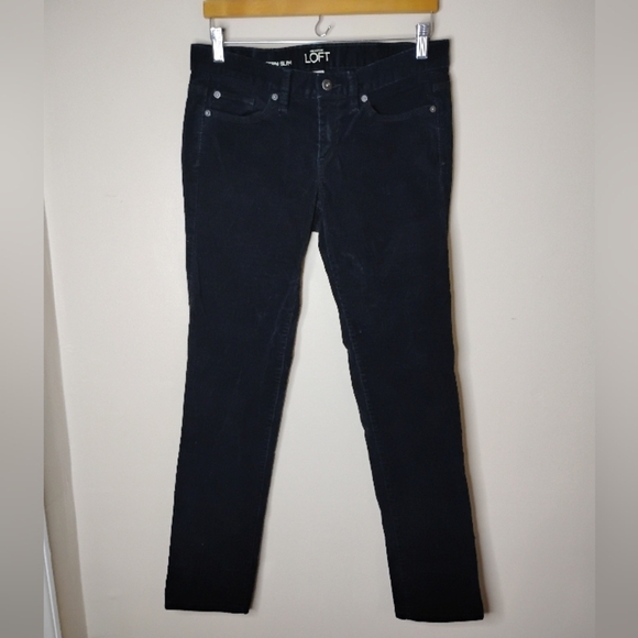 LOFT Modern Slim Corduroy Pants Women’s 6 Stretch Dark Black Soft Fall Winter - Picture 3 of 8